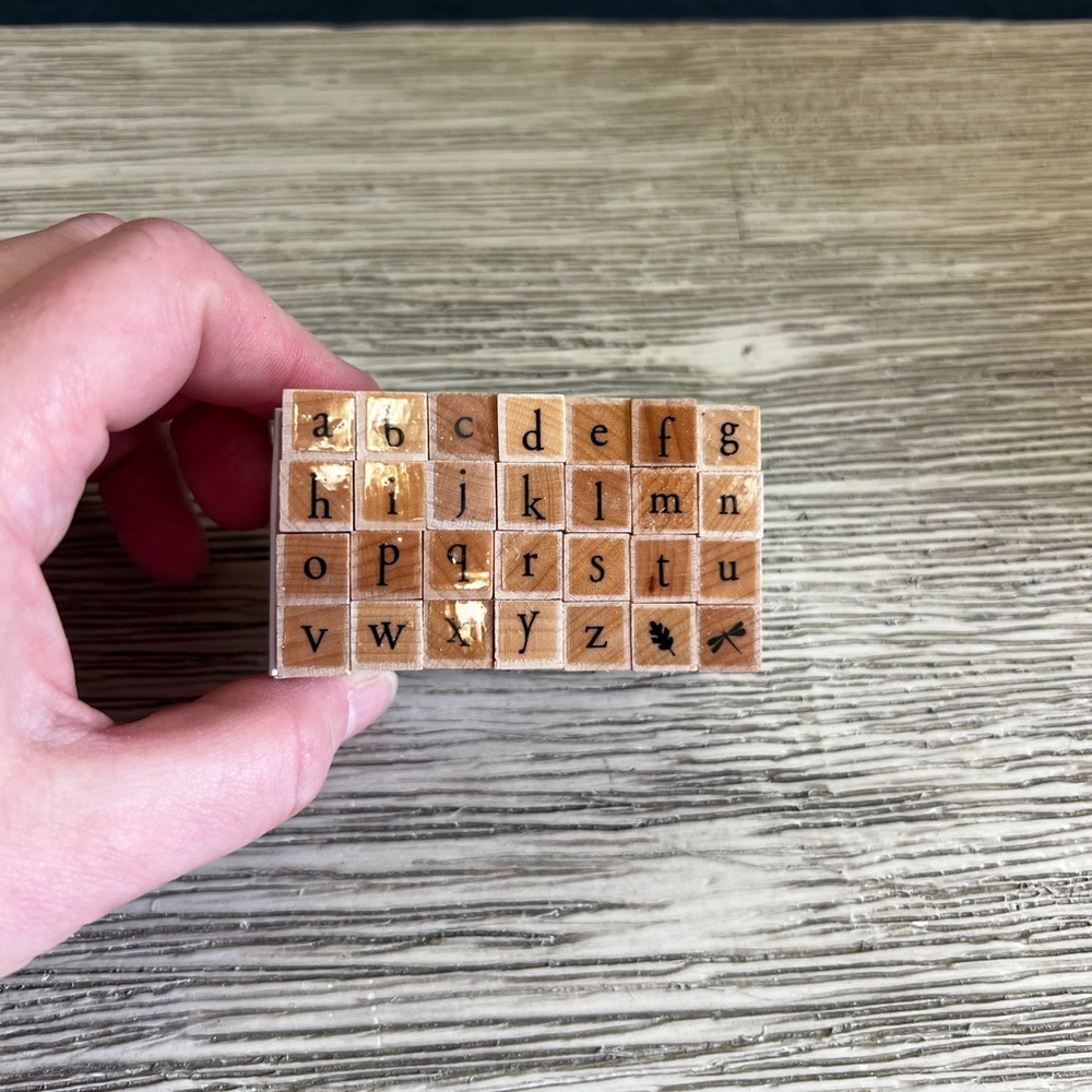 Wooden Lowercase Alphabet Stamp Set - Natural Brown